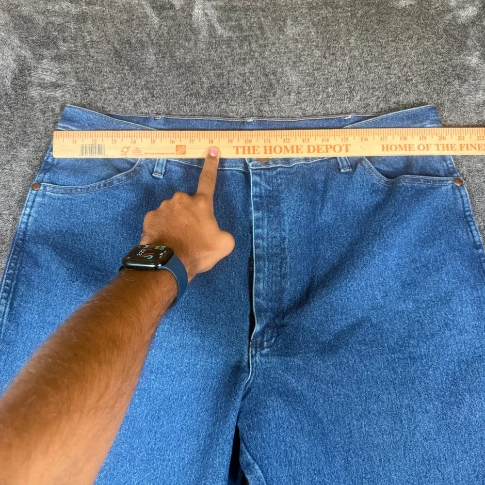 Wrangler Five Star Premium Denim Mens 42x32 Regular Fit Straight Leg Blue Jeans